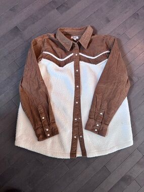 Wrangler Retro Corduroy Sherpa Jacket - Brown & Cream